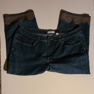 Dark Blue Embroidered Women's Jeans